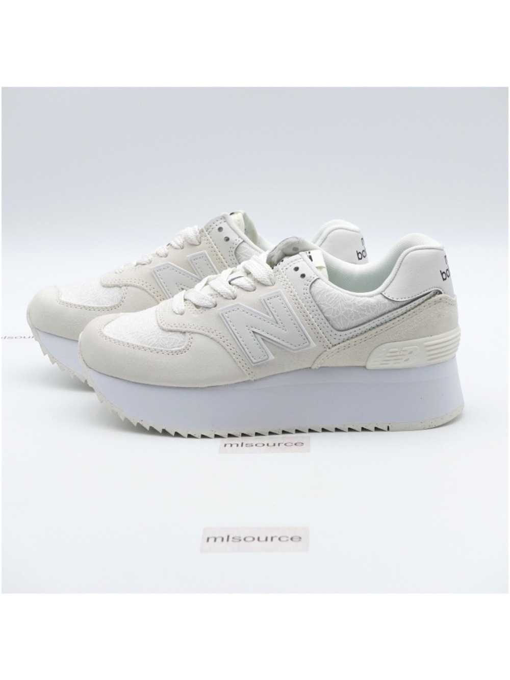 Size 7 Women's New Balance 574 Suede Platform Sneakers WL574ZBJ Sea Salt